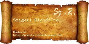 Szigeti Richárd névjegykártya